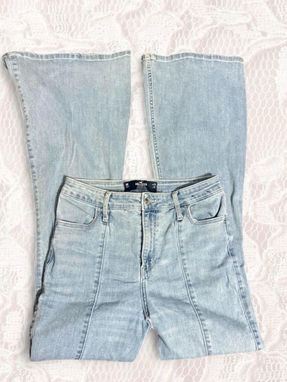 Hollister High Rise Flare Soft Stretchy Jeans Light Wash